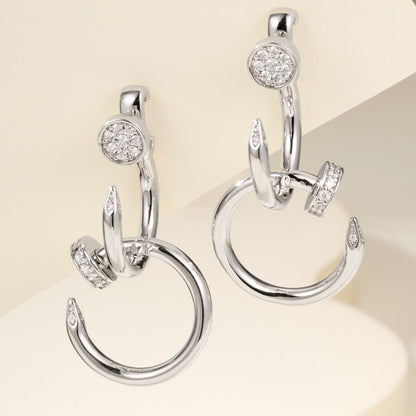 [Noble Aura jewelry]JUSTE HALF DIAMOND DOUBLE EARRINGS