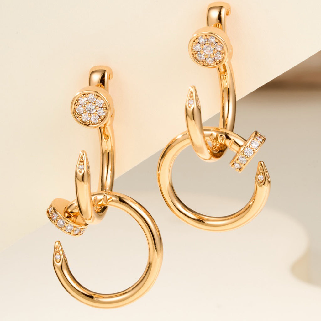 [Noble Aura jewelry]JUSTE HALF DIAMOND DOUBLE EARRINGS