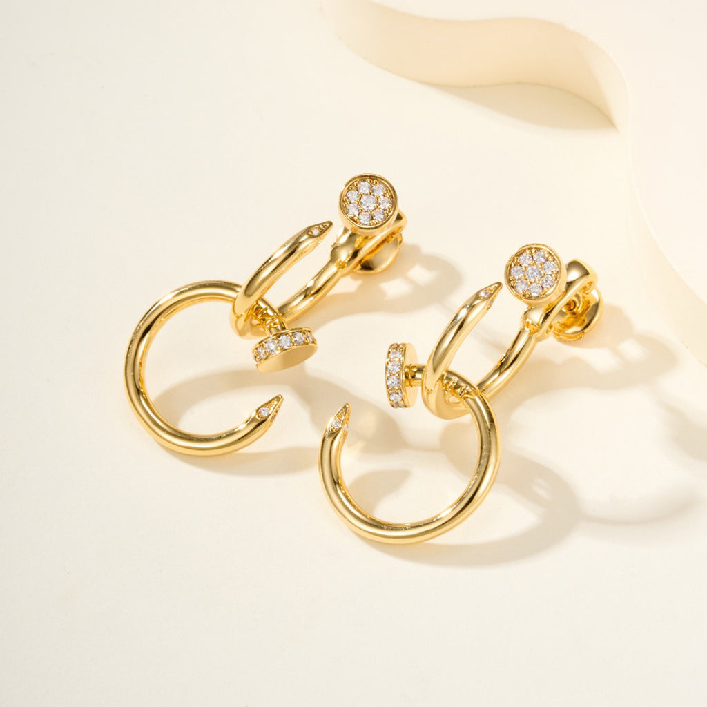 [Noble Aura jewelry]JUSTE HALF DIAMOND DOUBLE EARRINGS