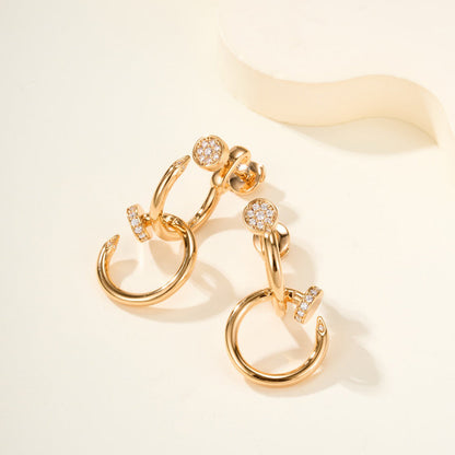 [Noble Aura jewelry]JUSTE HALF DIAMOND DOUBLE EARRINGS