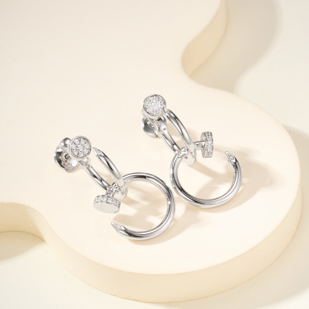[Noble Aura jewelry]JUSTE HALF DIAMOND DOUBLE EARRINGS