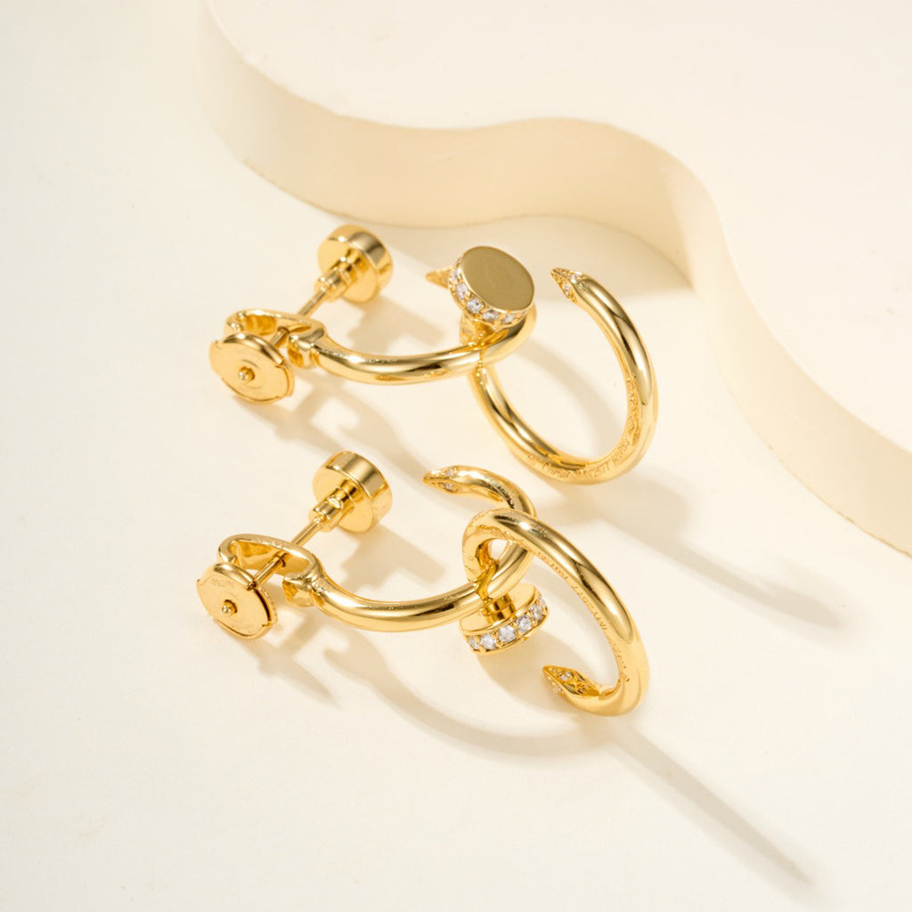 [Noble Aura jewelry]JUSTE HALF DIAMOND DOUBLE EARRINGS