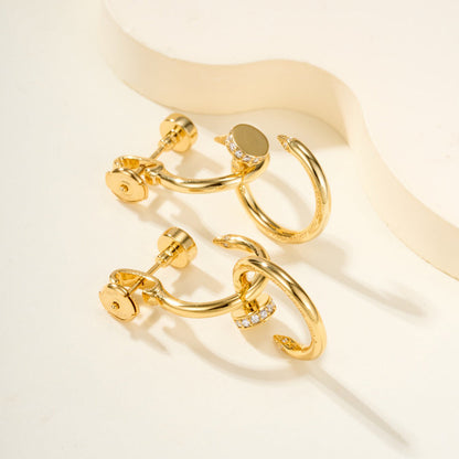 [Noble Aura jewelry]JUSTE HALF DIAMOND DOUBLE EARRINGS