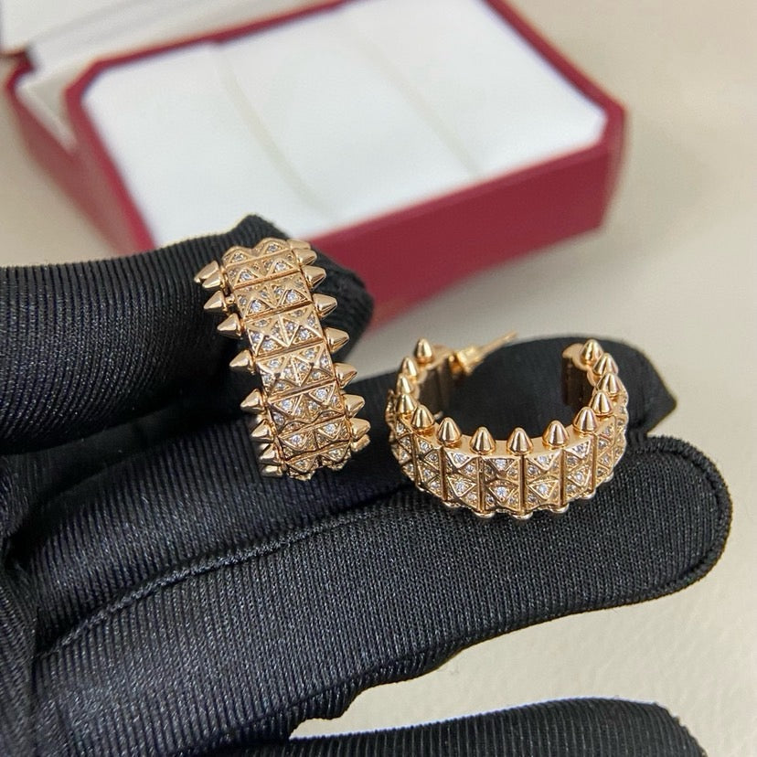 [Noble Aura jewelry]CLASH 9.2MM FULL DIAMOND DOUBLE ROW EARRINGS