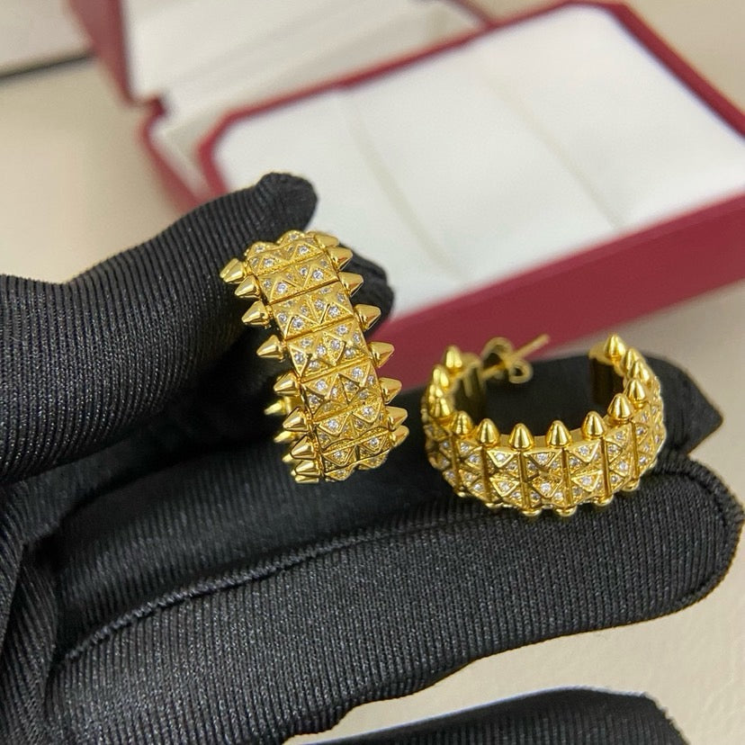[Noble Aura jewelry]CLASH 9.2MM FULL DIAMOND DOUBLE ROW EARRINGS