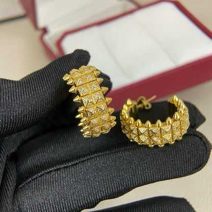 [Noble Aura jewelry]CLASH 9.2MM FULL DIAMOND DOUBLE ROW EARRINGS