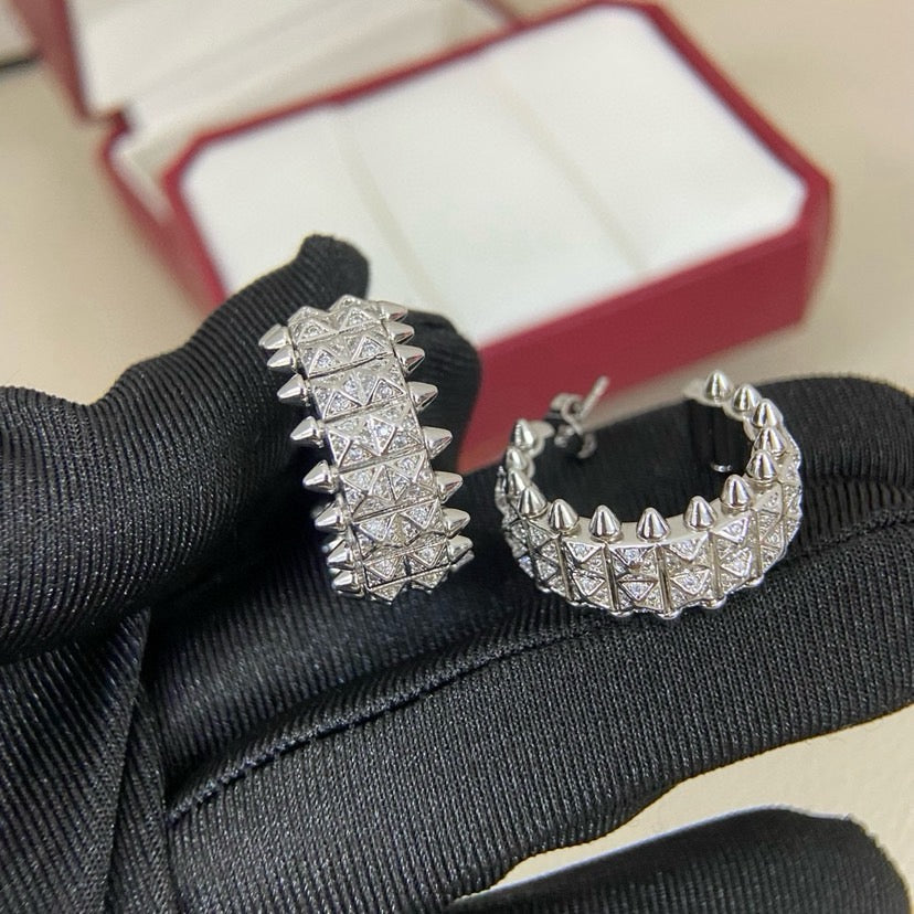 [Noble Aura jewelry]CLASH 9.2MM FULL DIAMOND DOUBLE ROW EARRINGS