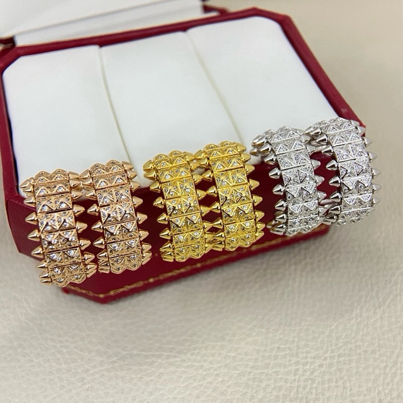 [Noble Aura jewelry]CLASH 9.2MM FULL DIAMOND DOUBLE ROW EARRINGS