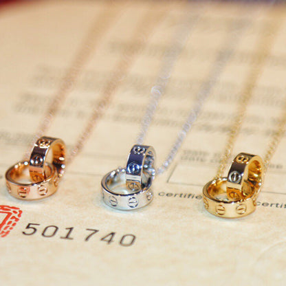 [Noble Aura jewelry]LOVE DOUBLE RING NECKLACE