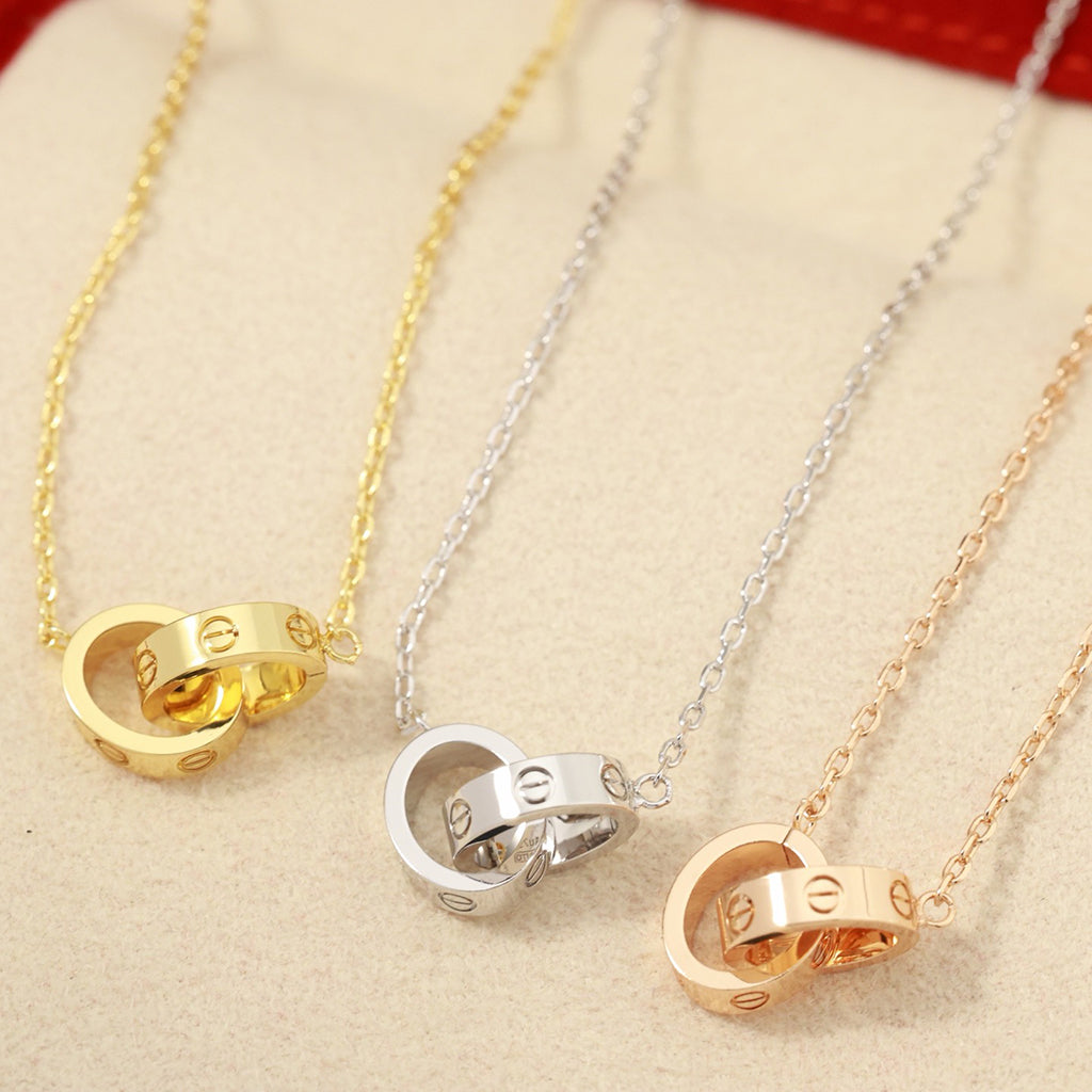 [Noble Aura jewelry]LOVE DOUBLE RING NECKLACE