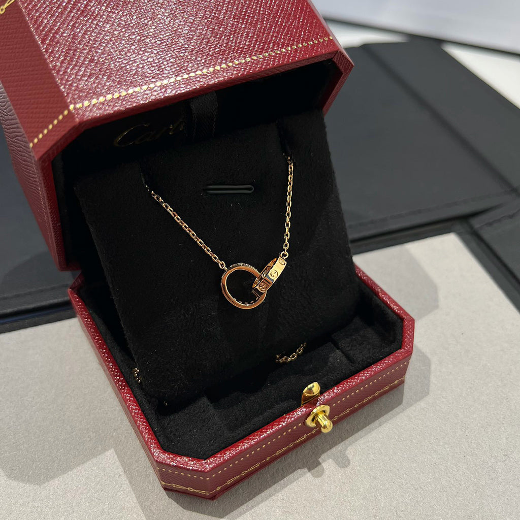 [Noble Aura jewelry]LOVE DOUBLE RING HALF DIAMOND NECKLACE