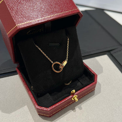 [Noble Aura jewelry]LOVE DOUBLE RING HALF DIAMOND NECKLACE