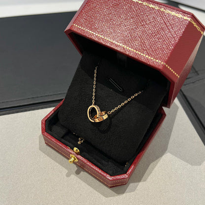 [Noble Aura jewelry]LOVE DOUBLE RING HALF DIAMOND NECKLACE