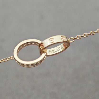 [Noble Aura jewelry]LOVE DOUBLE RING HALF DIAMOND NECKLACE