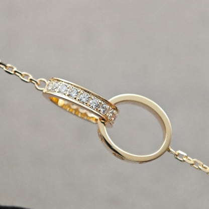 [Noble Aura jewelry]LOVE DOUBLE RING HALF DIAMOND NECKLACE