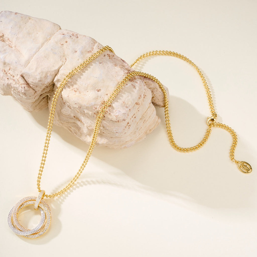 [Noble Aura jewelry]TRINITY LARGE FULL DIAMOND  NECKLACE