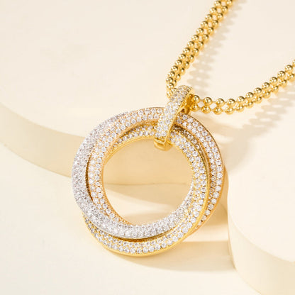 [Noble Aura jewelry]TRINITY LARGE FULL DIAMOND  NECKLACE