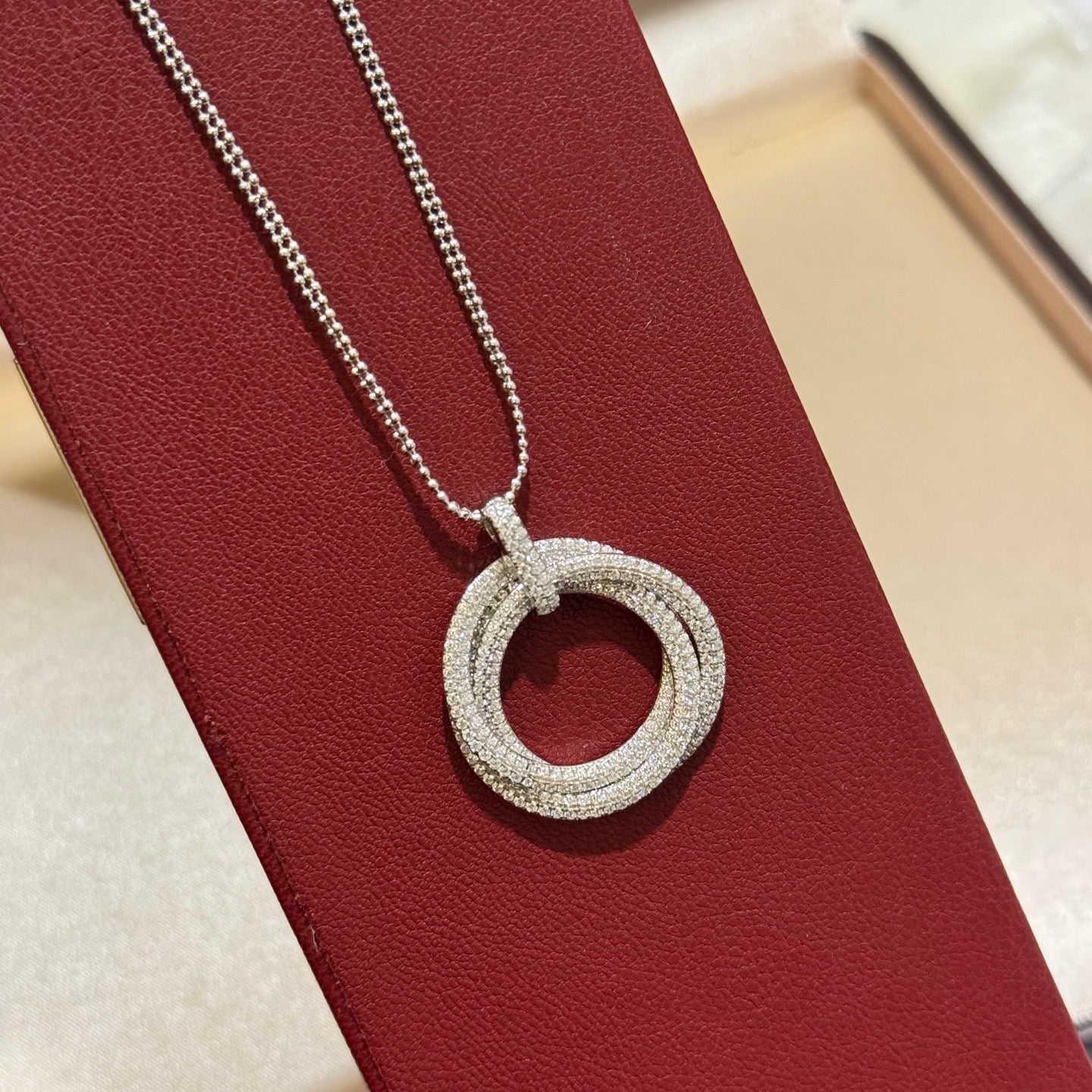[Noble Aura jewelry]TRINITY LARGE FULL DIAMOND  NECKLACE