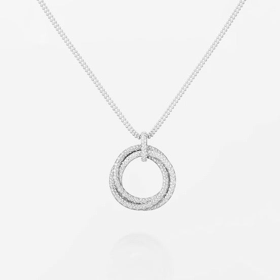 [Noble Aura jewelry]TRINITY LARGE FULL DIAMOND  NECKLACE