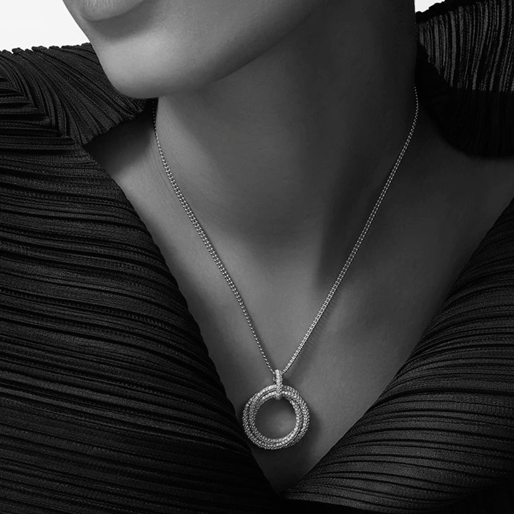[Noble Aura jewelry]TRINITY LARGE FULL DIAMOND  NECKLACE