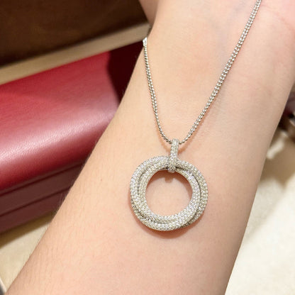 [Noble Aura jewelry]TRINITY LARGE FULL DIAMOND  NECKLACE