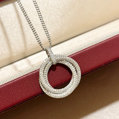 [Noble Aura jewelry]TRINITY LARGE FULL DIAMOND  NECKLACE