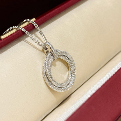 [Noble Aura jewelry]TRINITY LARGE FULL DIAMOND  NECKLACE