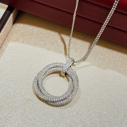 [Noble Aura jewelry]TRINITY LARGE FULL DIAMOND  NECKLACE