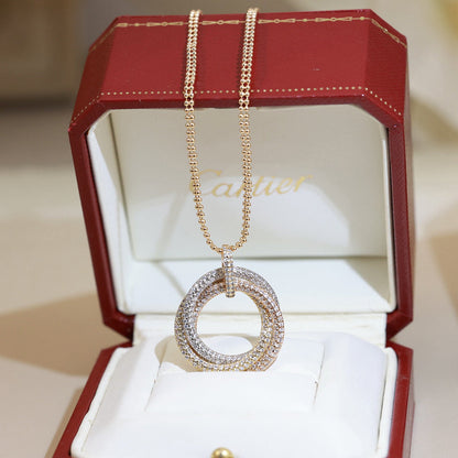 [Noble Aura jewelry]TRINITY LARGE FULL DIAMOND  NECKLACE