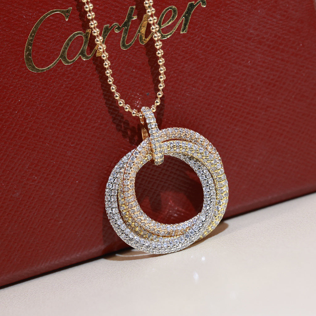 [Noble Aura jewelry]TRINITY LARGE FULL DIAMOND  NECKLACE