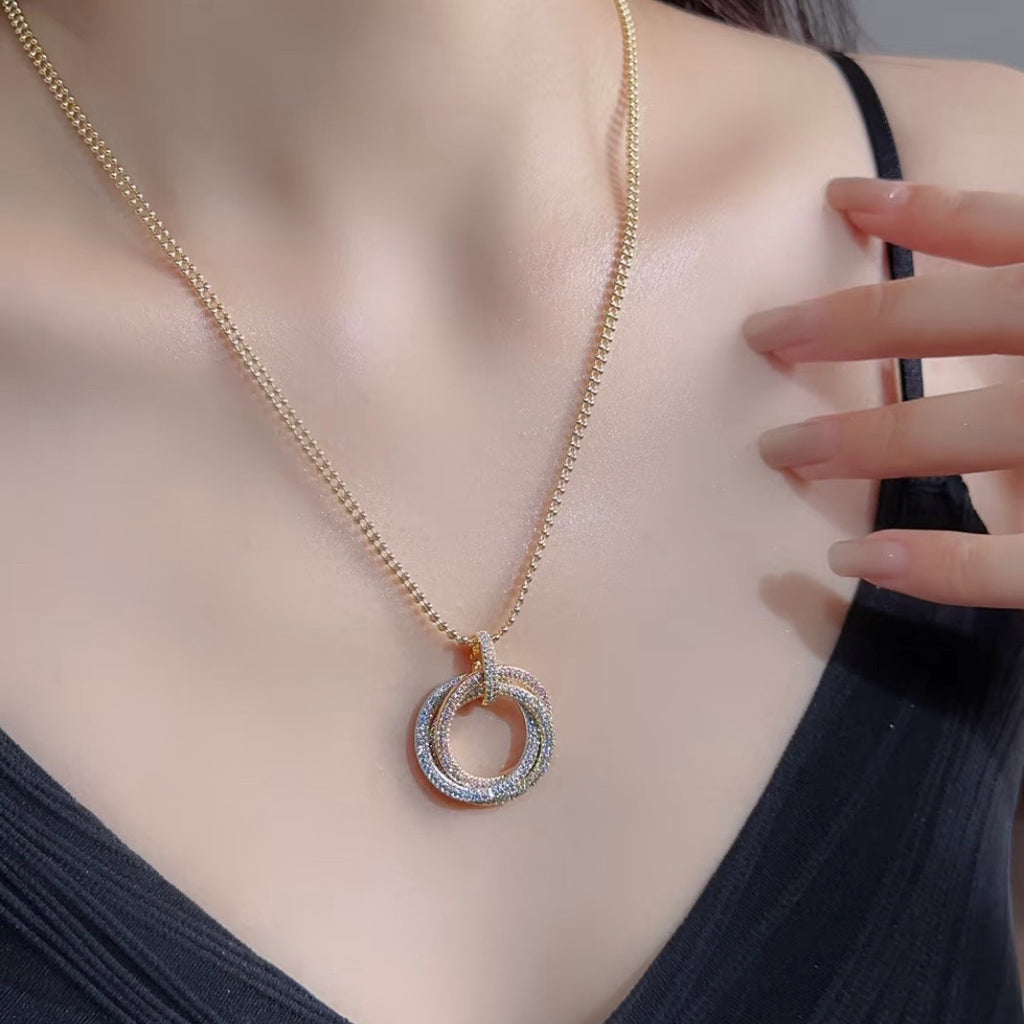 [Noble Aura jewelry]TRINITY LARGE FULL DIAMOND  NECKLACE