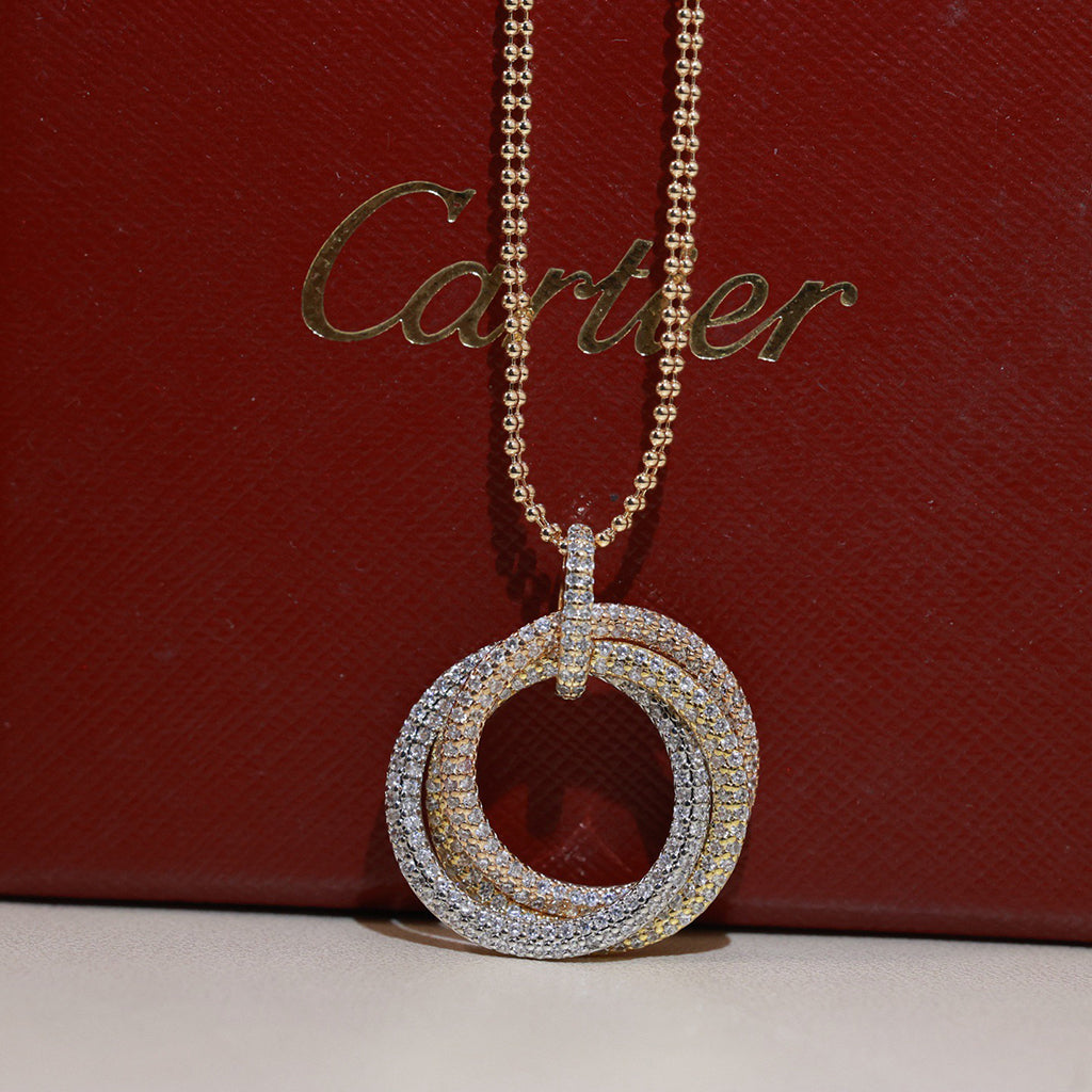 [Noble Aura jewelry]TRINITY LARGE FULL DIAMOND  NECKLACE