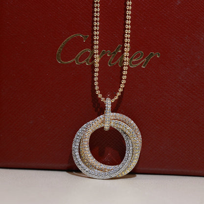 [Noble Aura jewelry]TRINITY LARGE FULL DIAMOND  NECKLACE