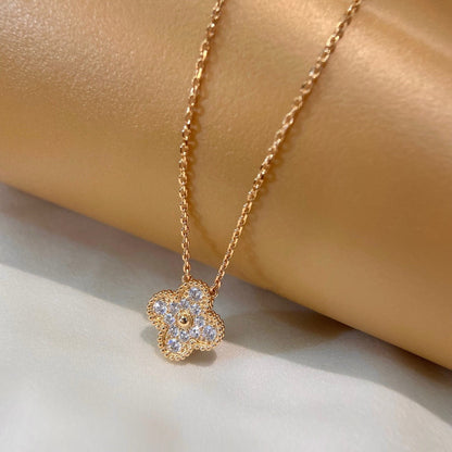 [Noble Aura jewelry]CLOVER 15MM DIAMOND SINGLE FLOWER NECKLACE