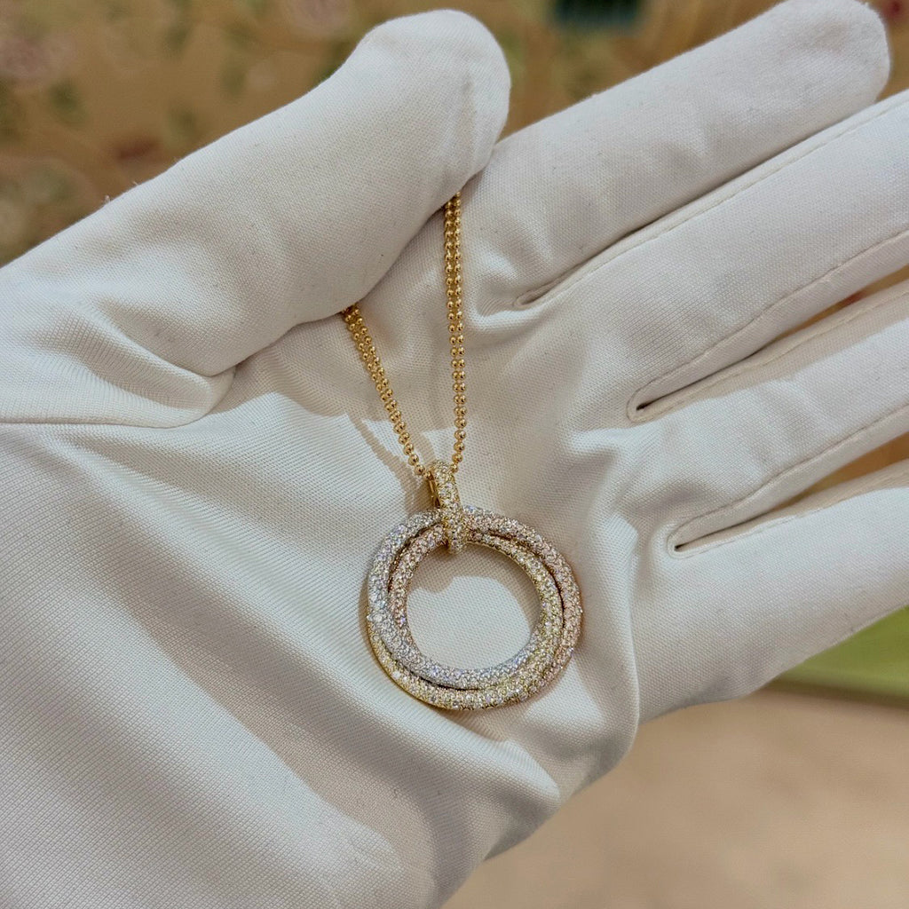 [Noble Aura jewelry]TRINITY LARGE FULL DIAMOND  NECKLACE