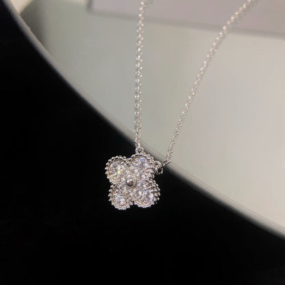 [Noble Aura jewelry]CLOVER 15MM DIAMOND SINGLE FLOWER NECKLACE
