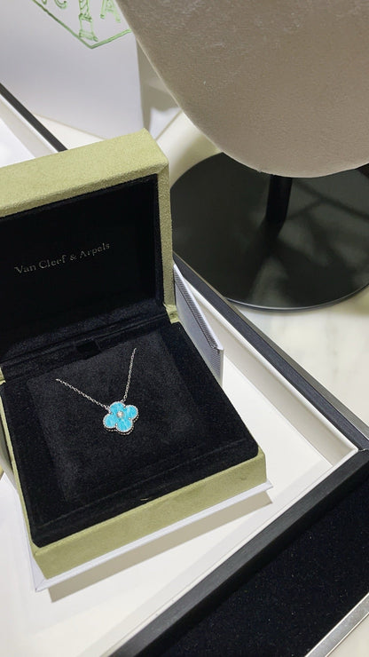 [Noble Aura jewelry]CLOVER 15MM DIAMOND SVRES PORCELAIN  NECKLACE SILVER