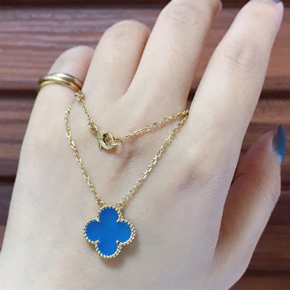 [Noble Aura jewelry]CLOVER 15MM BLUE AGATE NECKLACE
