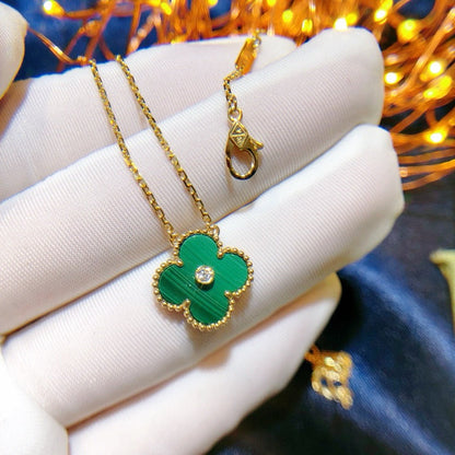 [Noble Aura jewelry]CLOVER 15MM DIAMOND TURQUOISE NECKLACE