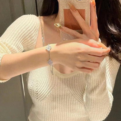 [Noble Aura jewelry] CLOVER 5 MOTIF PURPLE CHALCEDONY BRACELET COLLECTION