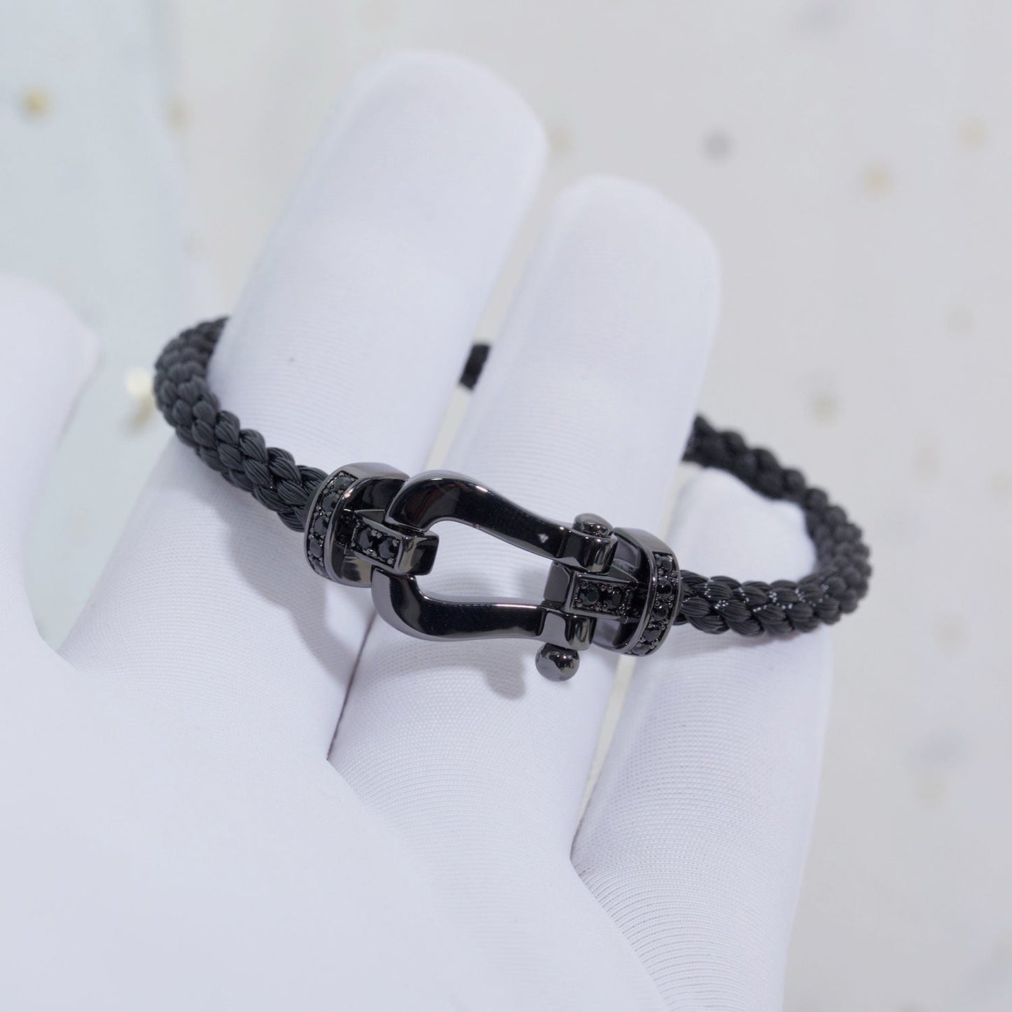 [Noble Aura jewelry]FORCE LARGE SERIES HORSESHOE BLACK SAMURAI BRACELET