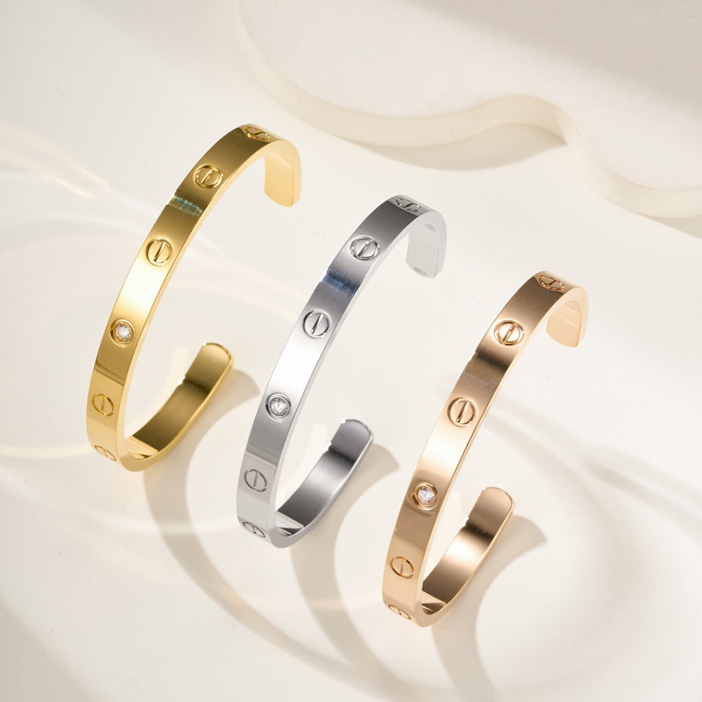 [Noble Aura jewelry]LOVE BRACELET 6.1MM 1 DIAMOND OPEN CUFF