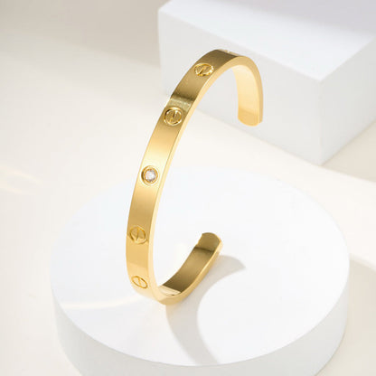 [Noble Aura jewelry]LOVE BRACELET 6.1MM 1 DIAMOND OPEN CUFF