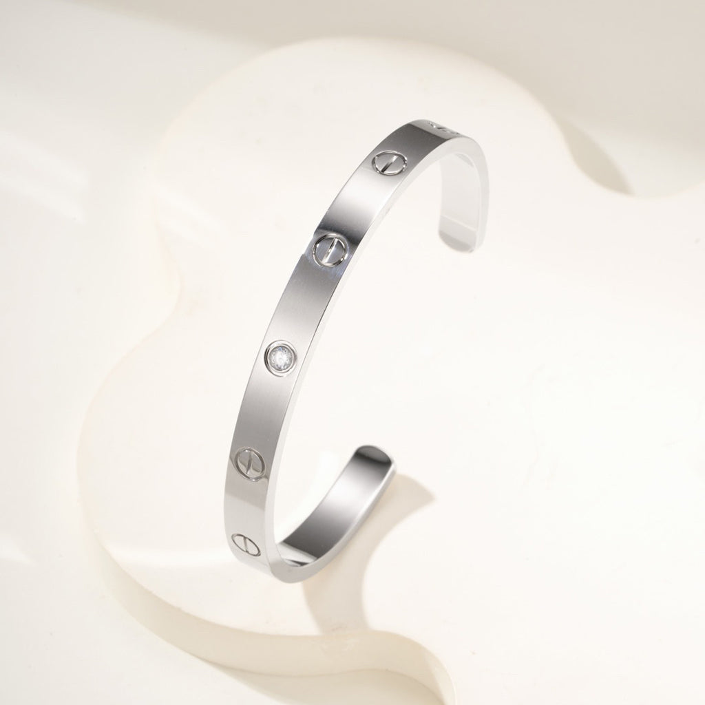 [Noble Aura jewelry]LOVE BRACELET 6.1MM 1 DIAMOND OPEN CUFF