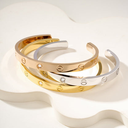 [Noble Aura jewelry]LOVE BRACELET 6.1MM 1 DIAMOND OPEN CUFF
