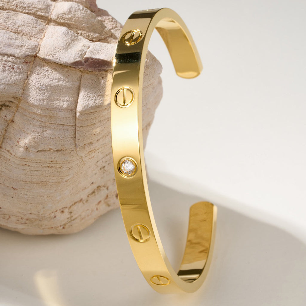 [Noble Aura jewelry]LOVE BRACELET 6.1MM 1 DIAMOND OPEN CUFF