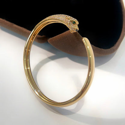 [Noble Aura jewelry]PANTHERE HALF DIAMOND OPEN BRACELET