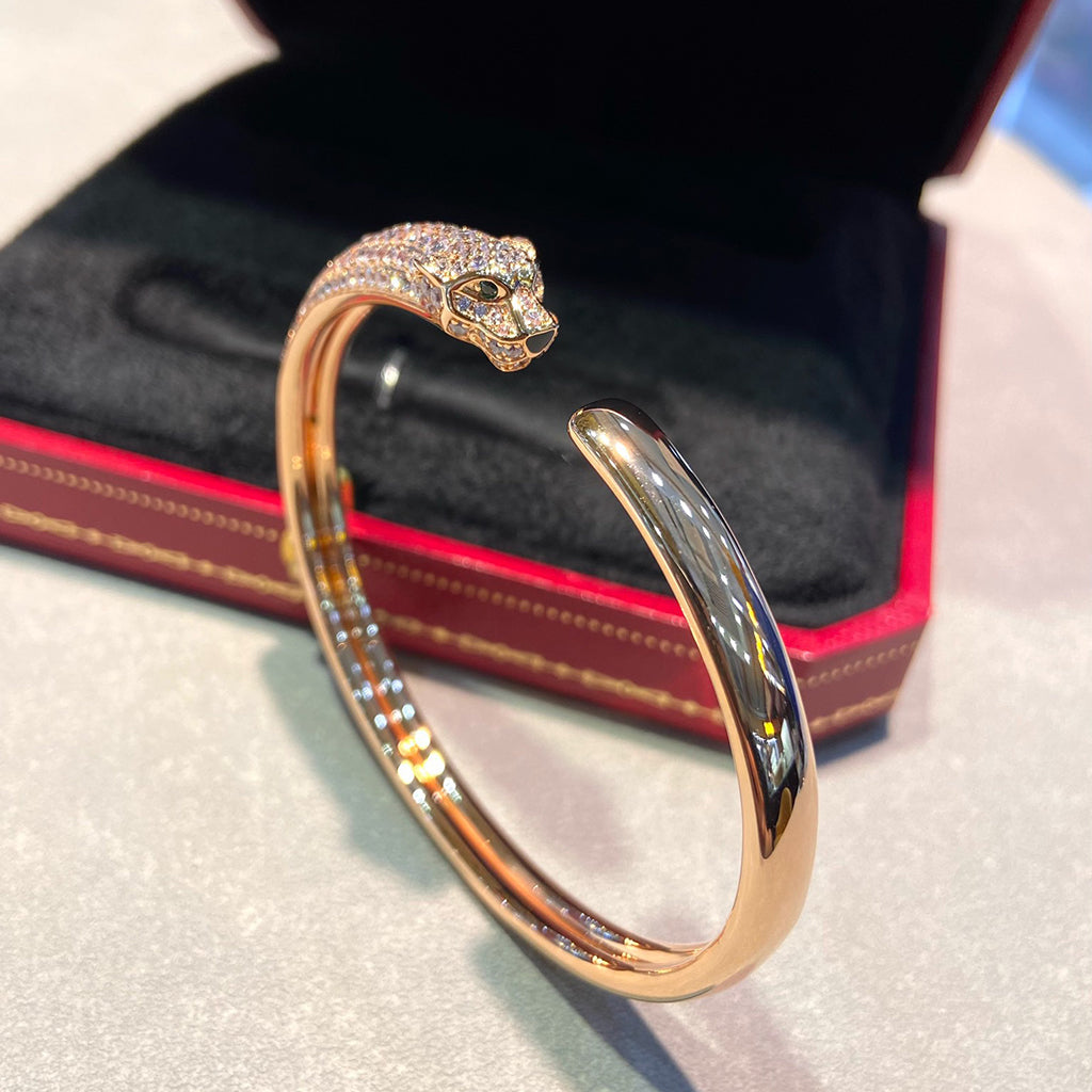 [Noble Aura jewelry]PANTHERE HALF DIAMOND OPEN BRACELET