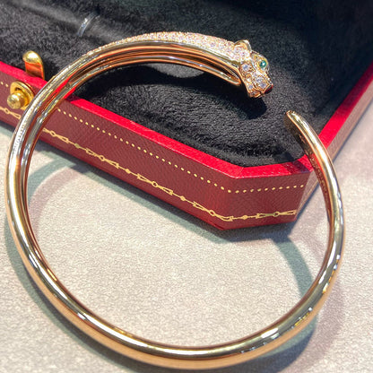 [Noble Aura jewelry]PANTHERE HALF DIAMOND OPEN BRACELET