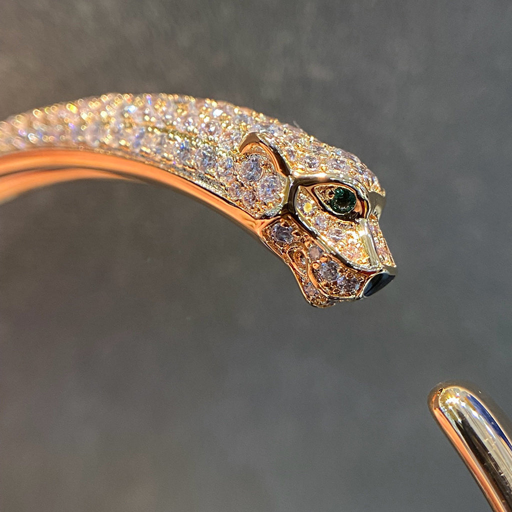 [Noble Aura jewelry]PANTHERE HALF DIAMOND OPEN BRACELET